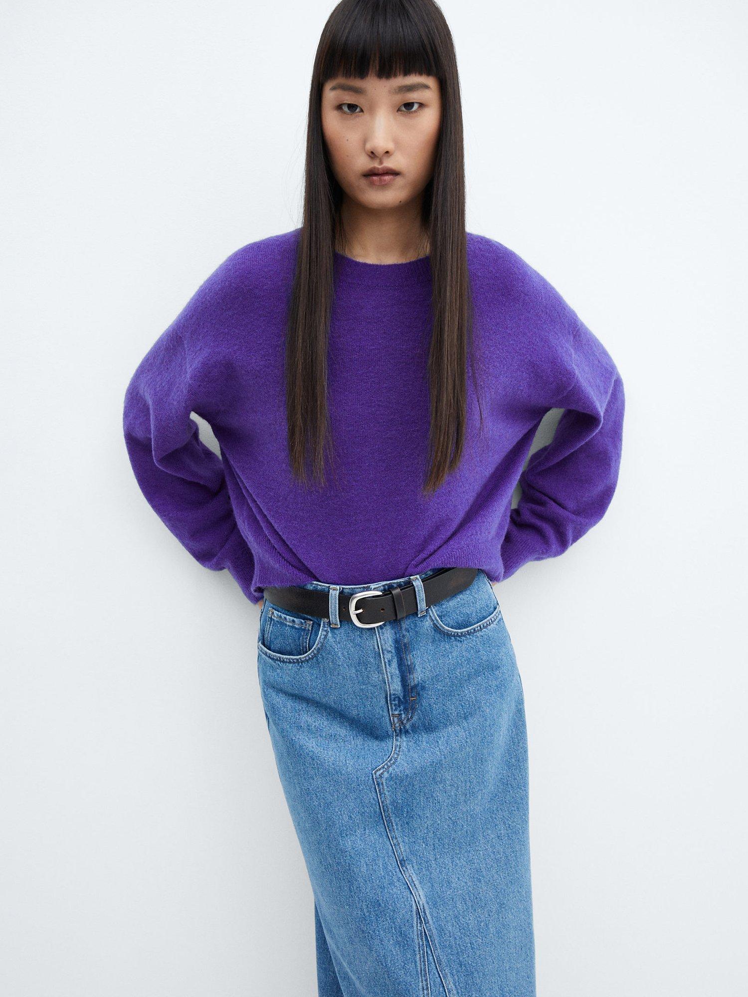 Mango Camander Knitted Jumper, Medium Purple