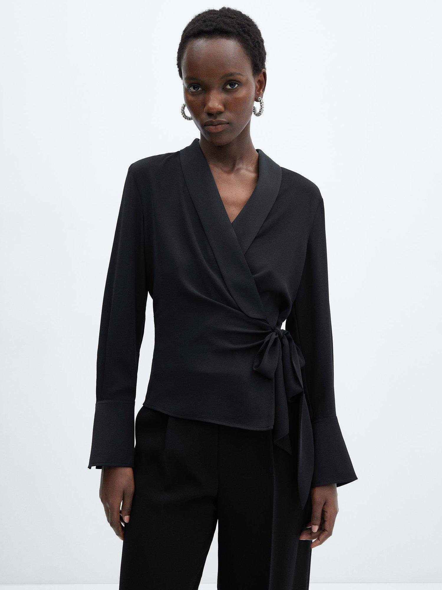Mango Wrap Blouse, Black