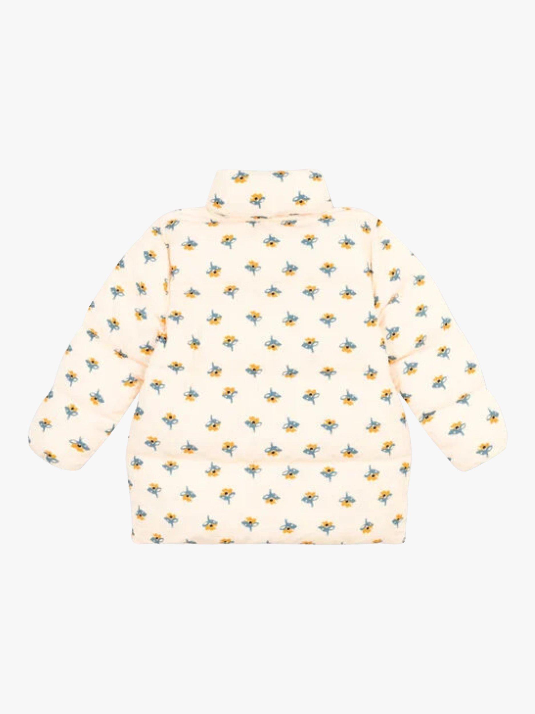 Product image 2 of 4, which shows Petit Bateau Girls' Puffer Fold-Out Hood Jacket, White/Multi, 6 years