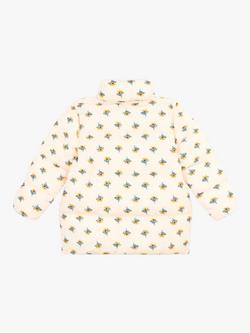 Petit Bateau Girls' Puffer Fold-Out Hood Jacket, White/Multi - view 2, White/Multi