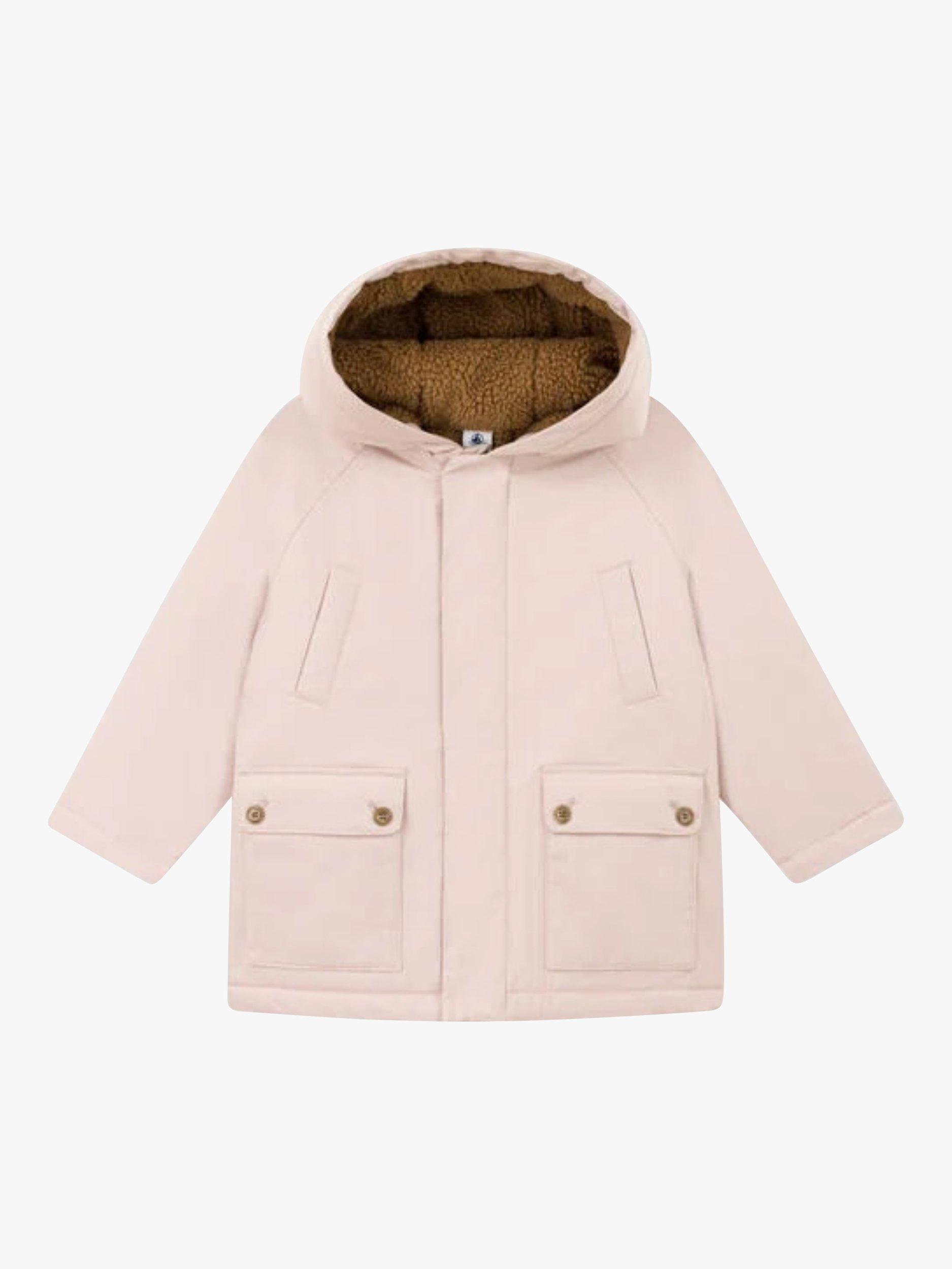 Product image 1 of 4, which shows Petit Bateau Kids' Sherpa Lined Parka Jacket, Saline, 4 years
