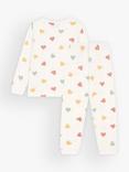 Petit Bateau Kids' Heart Print Velour Pyjamas, Marshmallow/Multi