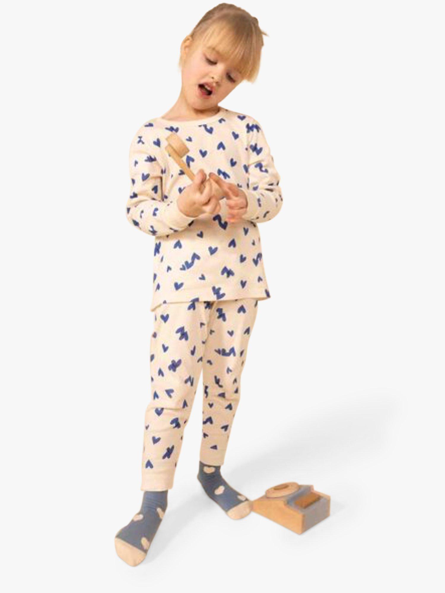 Petit Bateau Kids' Heart Pyjama Set, Avalanche/Multi