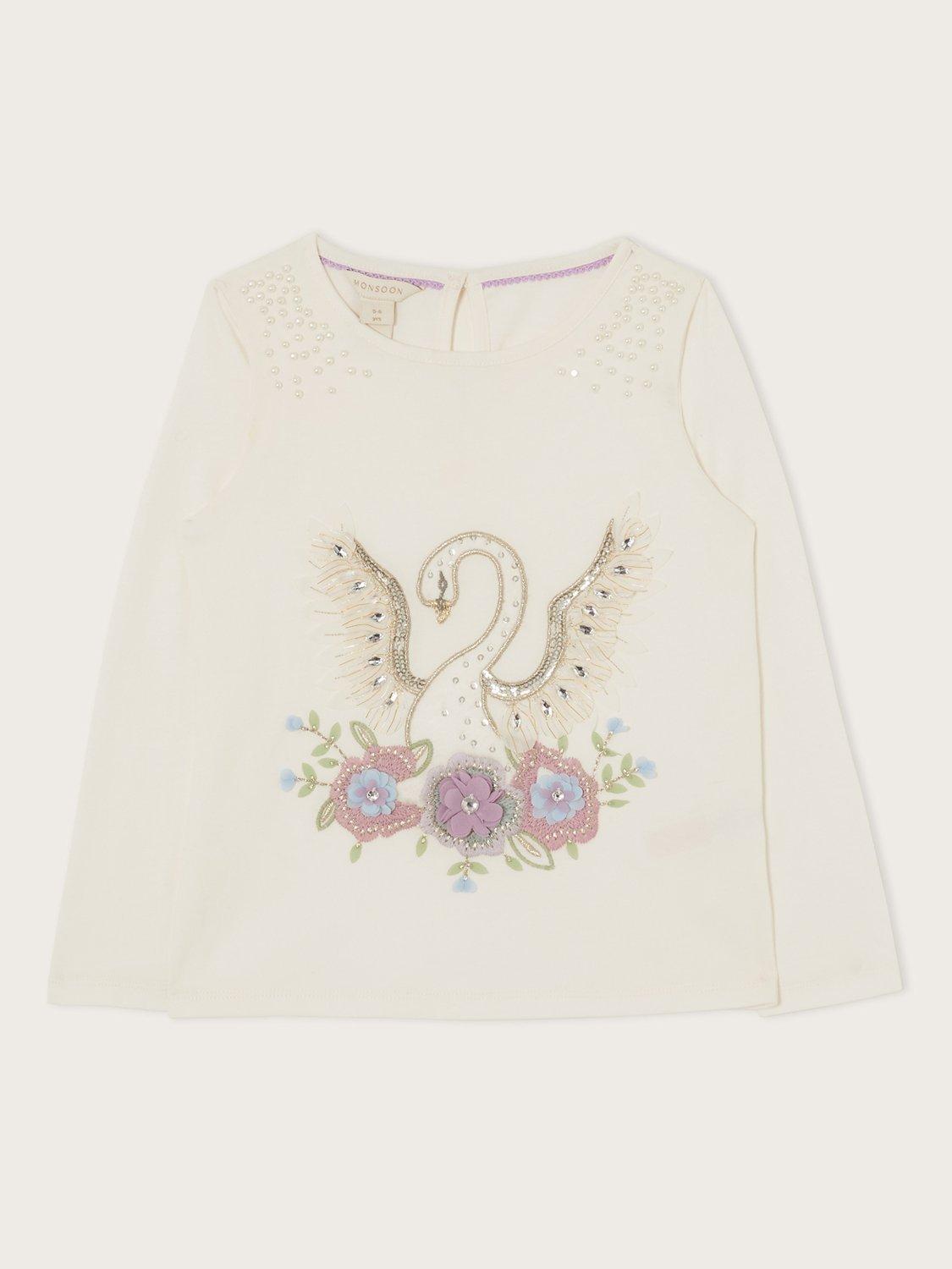 Monsoon Kids' Swan Pearl Top, Ivory