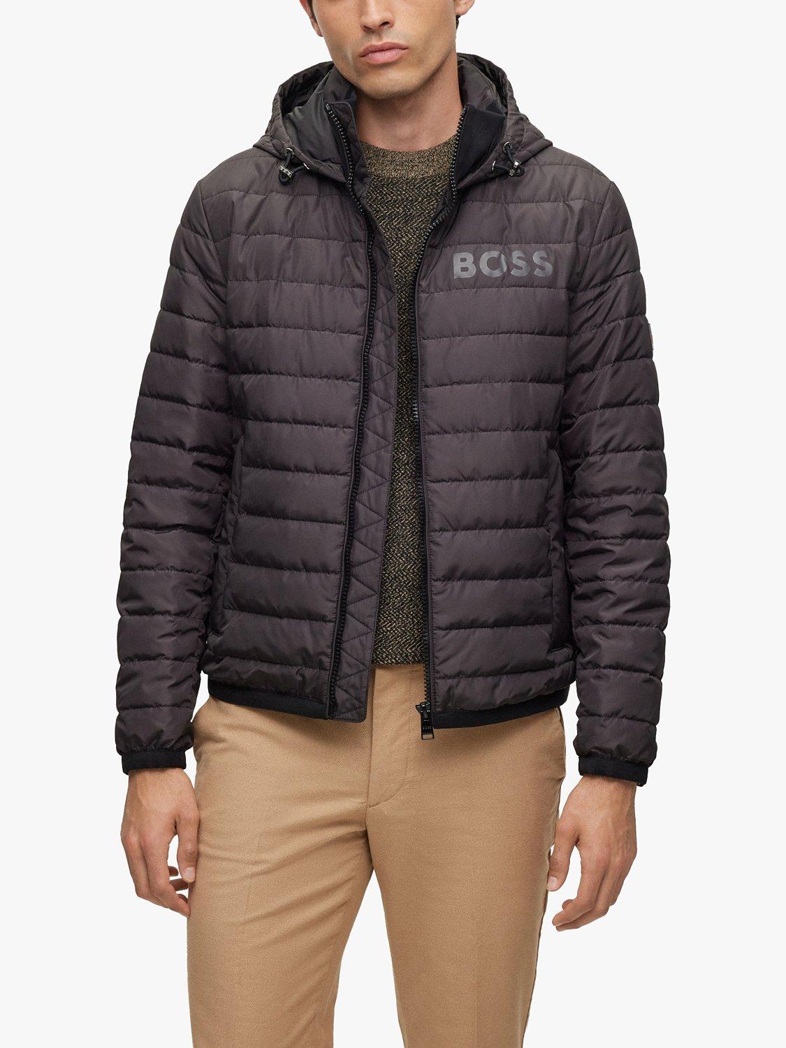 BOSS Dawood Hooded Quilted Jacket, Black