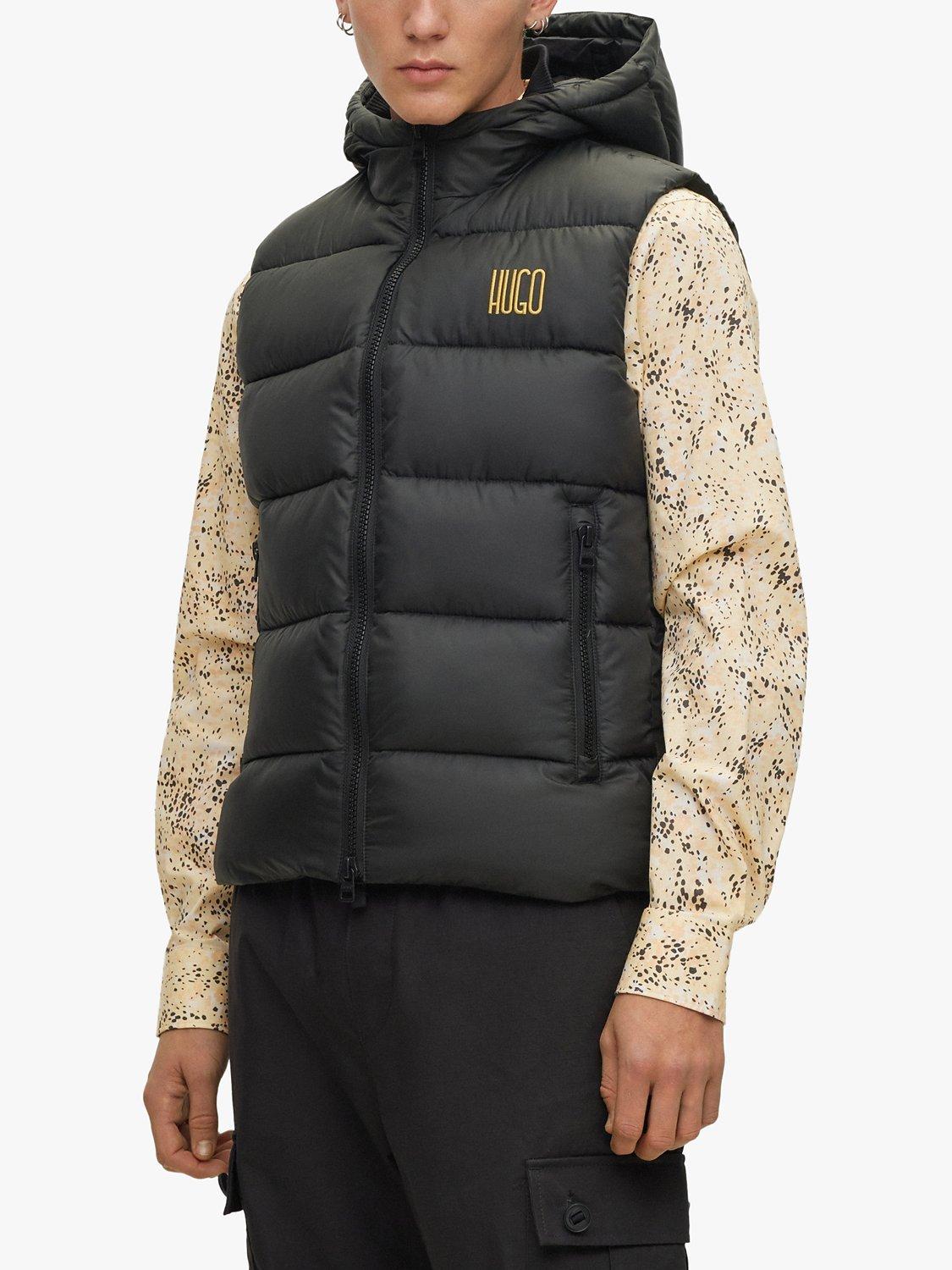 HUGO Balti Hooded Quilted Gilet, Black