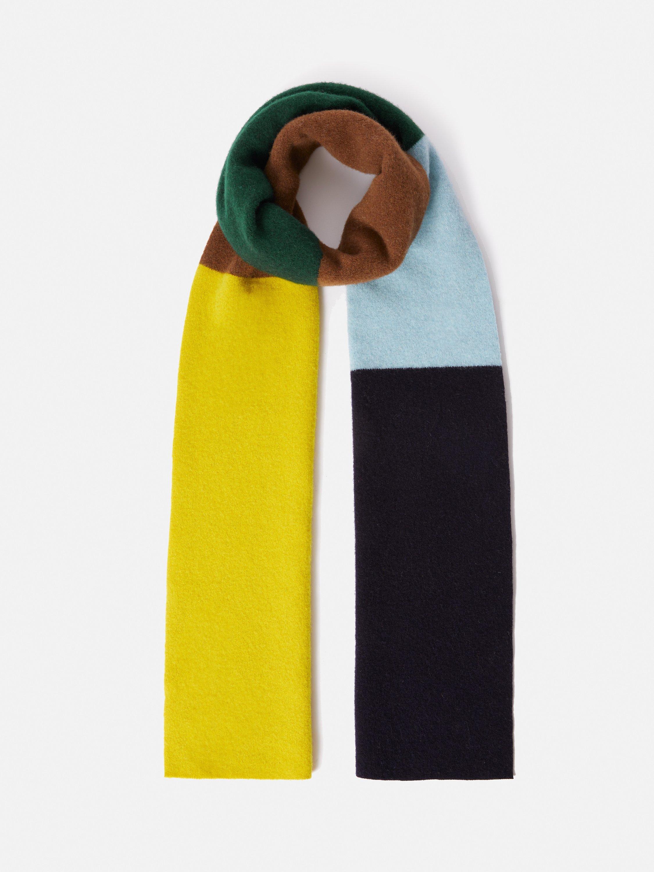 Jigsaw Stripe Felted Lambswool Scarf, Yellow