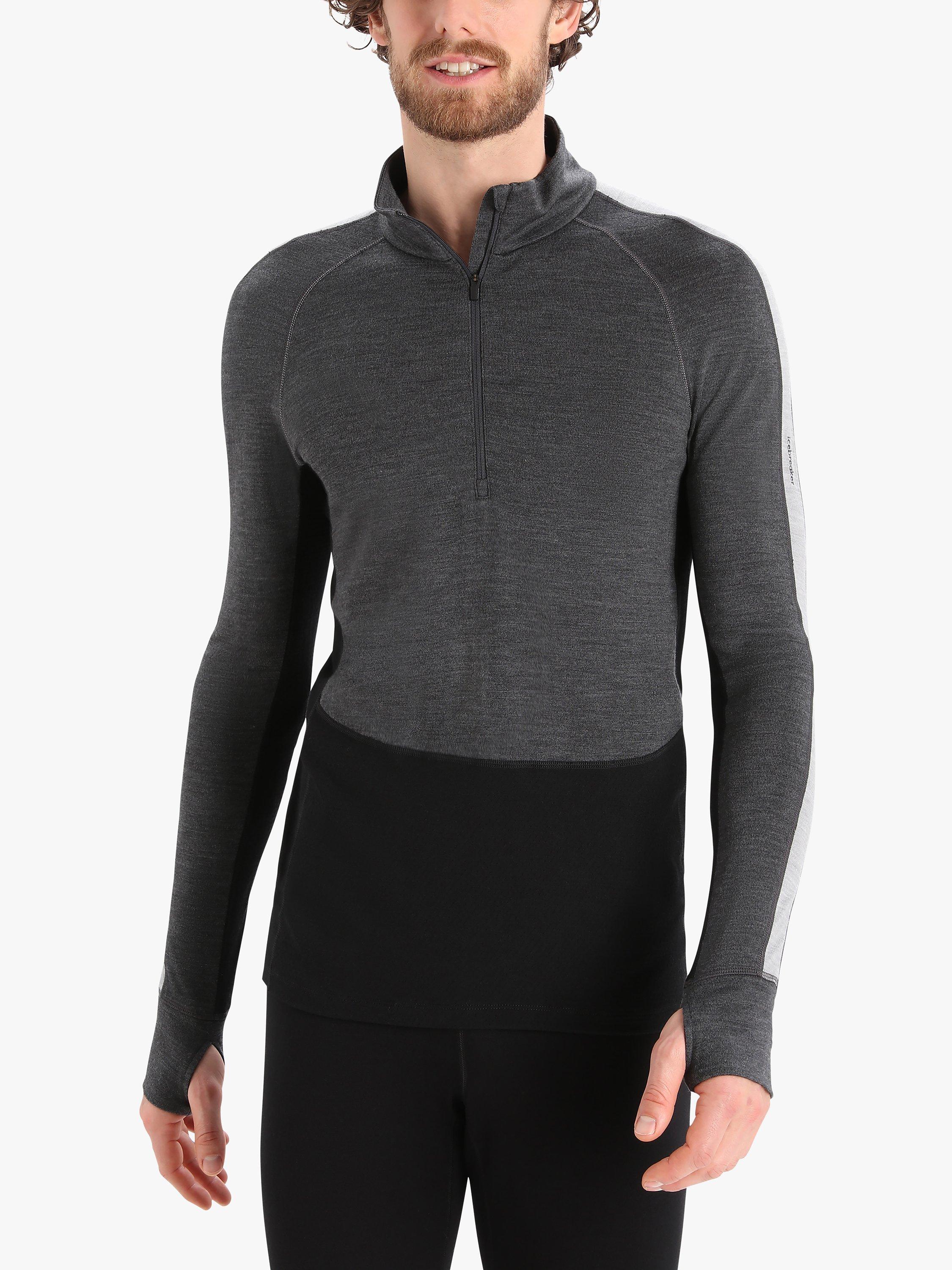 Product image 1 of 7, which shows Icebreaker Men's 260 ZoneKnit Merino Wool Base Layer, Black/Grey, XL
