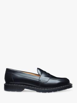 Solovair Saddle Loafers, Black, Black Hi Shine