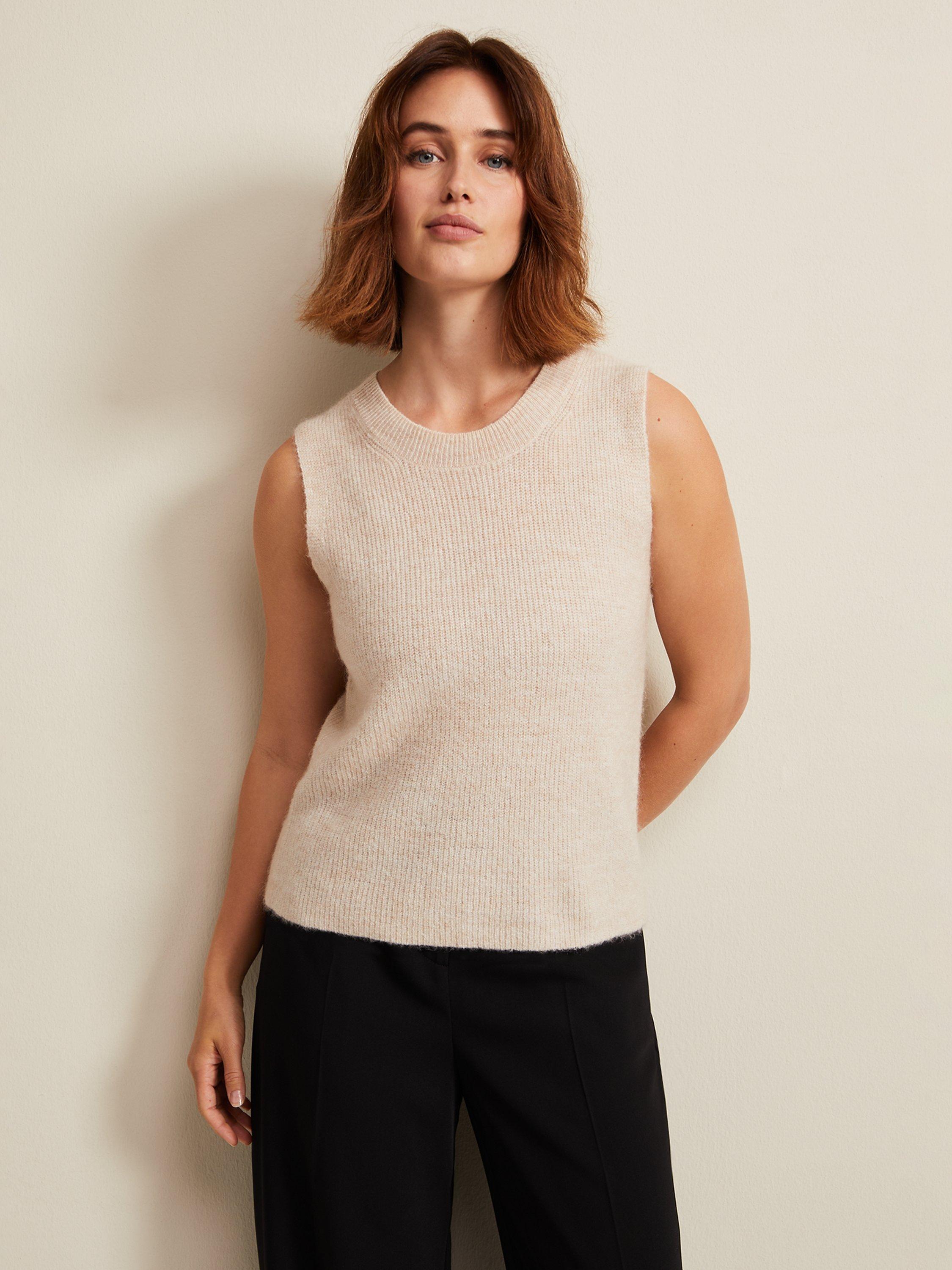 Phase Eight Daniella Mohair Blend Knit Tank Top, Stone