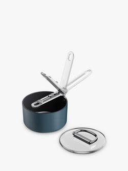 Joseph Joseph Space Folding Handle Aluminium Non-Stick Saucepan & Lid, Navy, Navy