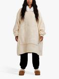 Ony Unisex Faux Fur Collar Sherpa Lined Fleece Hoodie Blanket