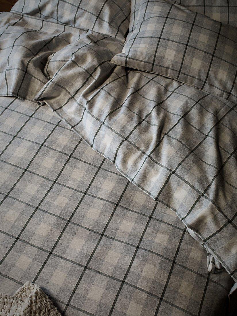 Piglet in Bed Brushed Cotton Check Flat Sheet, Fern Green