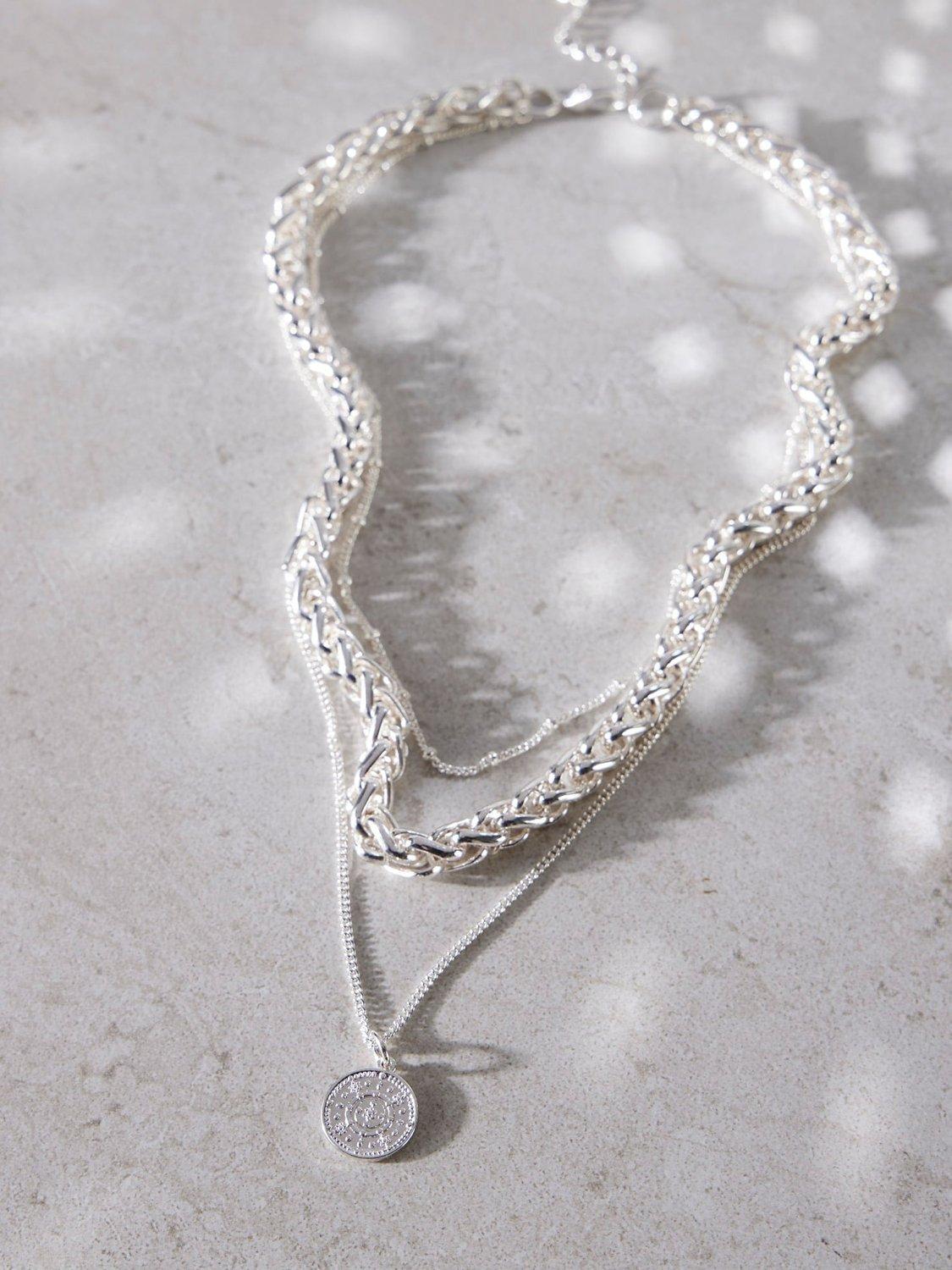 Mint Velvet Silver Tone Layered Necklace, Silver