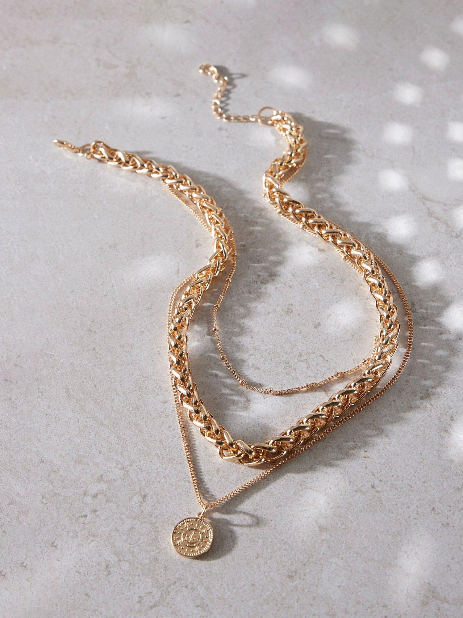Product image 1 of 3, which shows Mint Velvet Gold Tone Layered Necklace, Gold