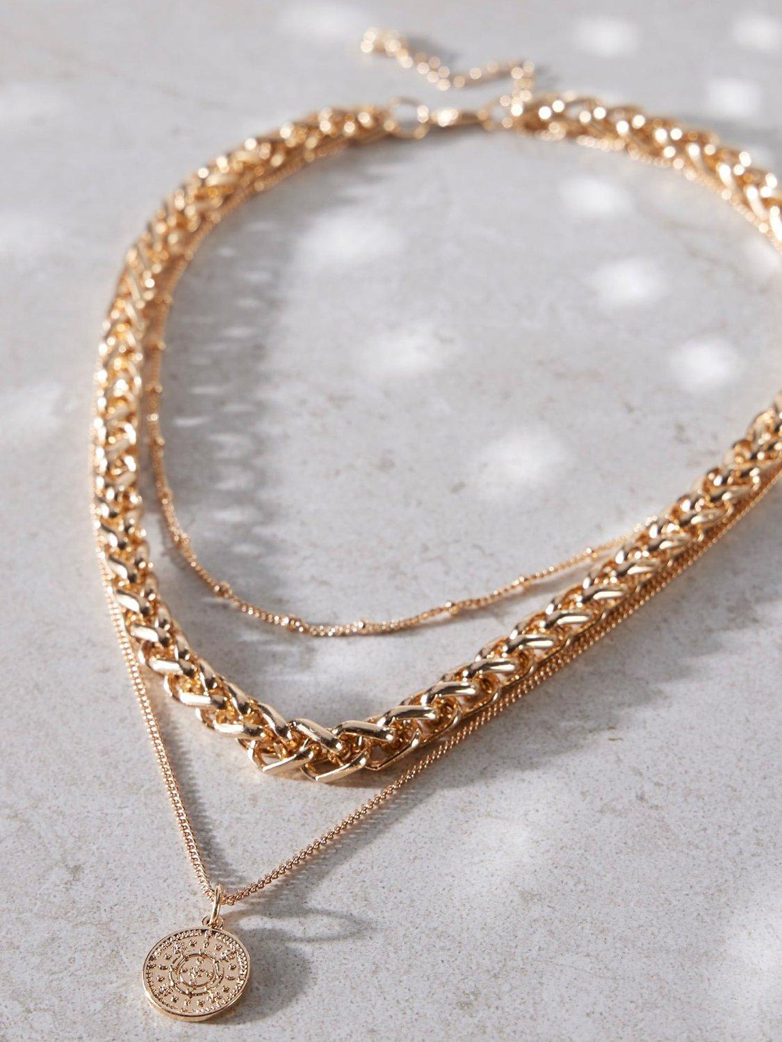 Product image 2 of 3, which shows Mint Velvet Gold Tone Layered Necklace, Gold
