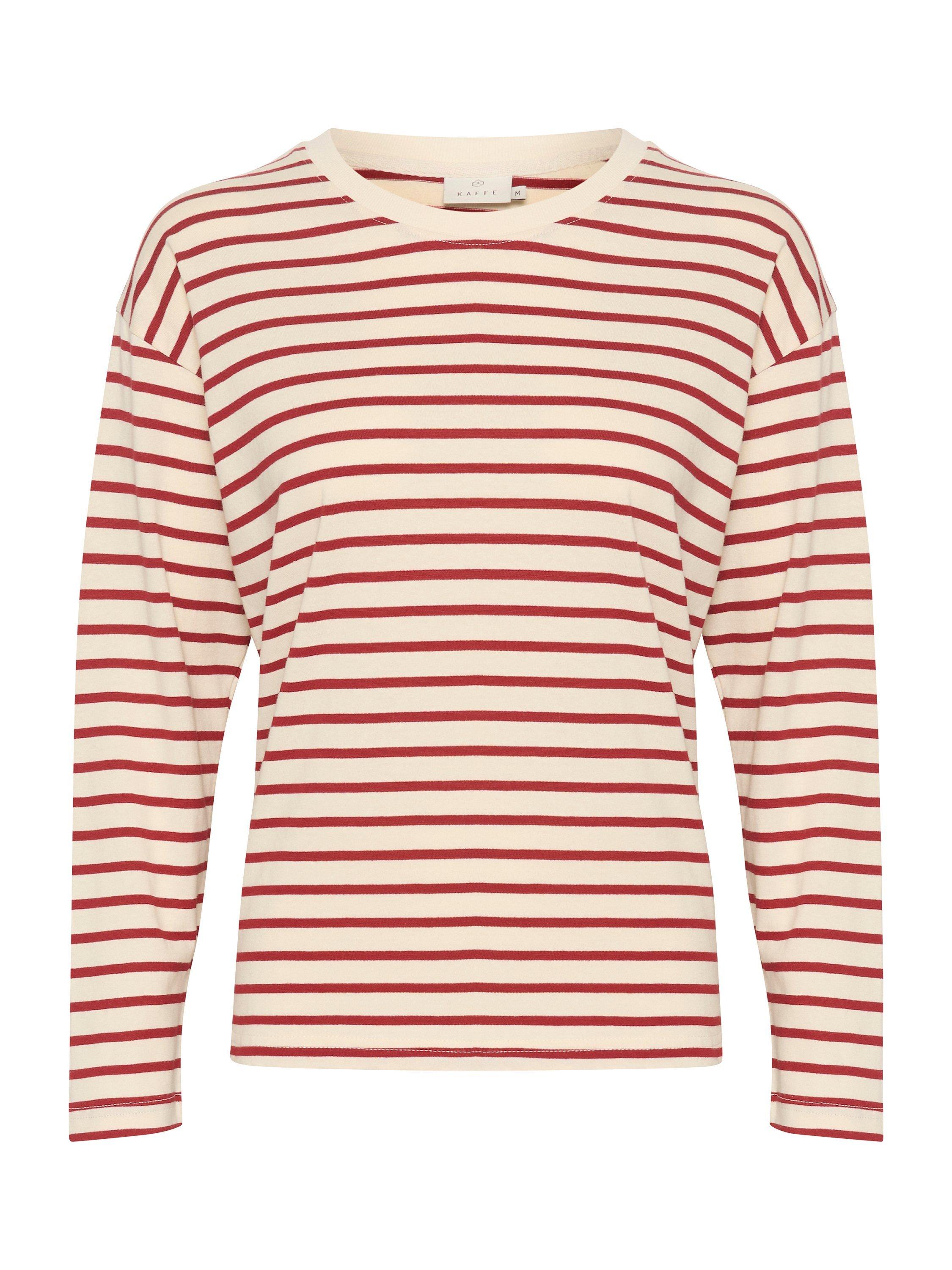 KAFFE Winny Stripe Jersey Top, Antique White/Sundried
