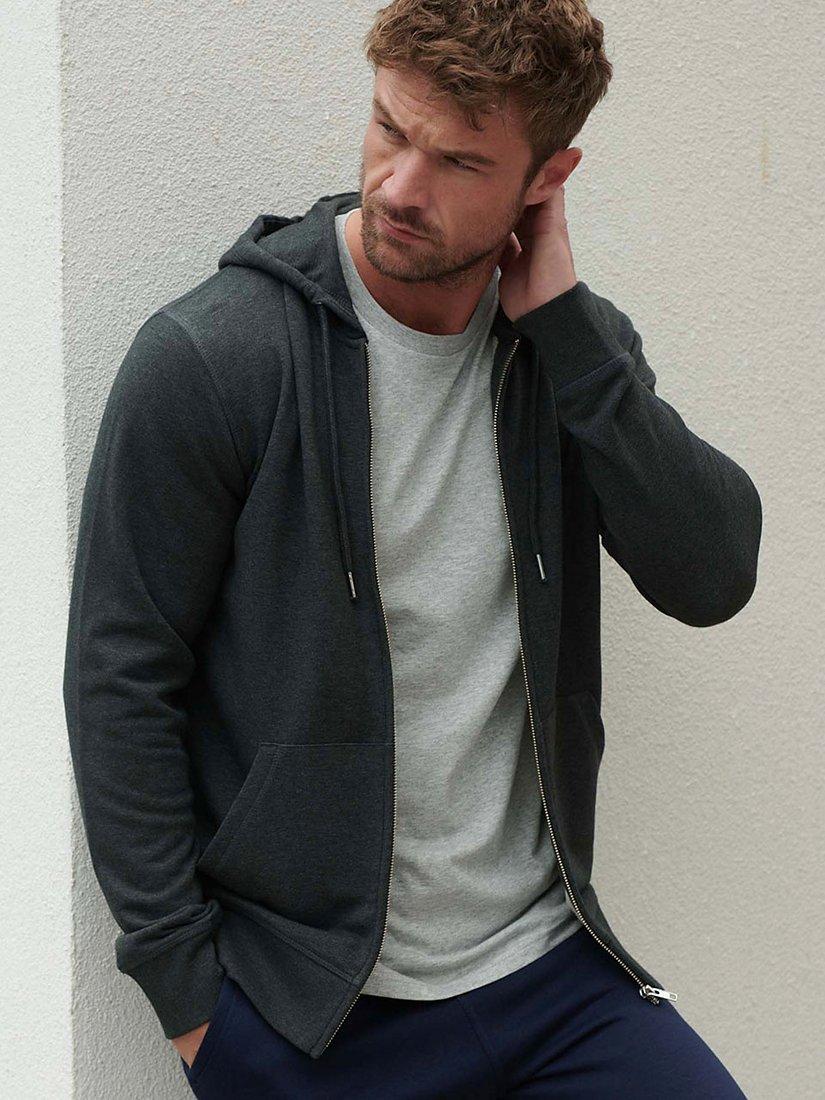 Product image 1 of 4, which shows British Boxers Zip Up Lounge Hoodie, Dark Grey, S