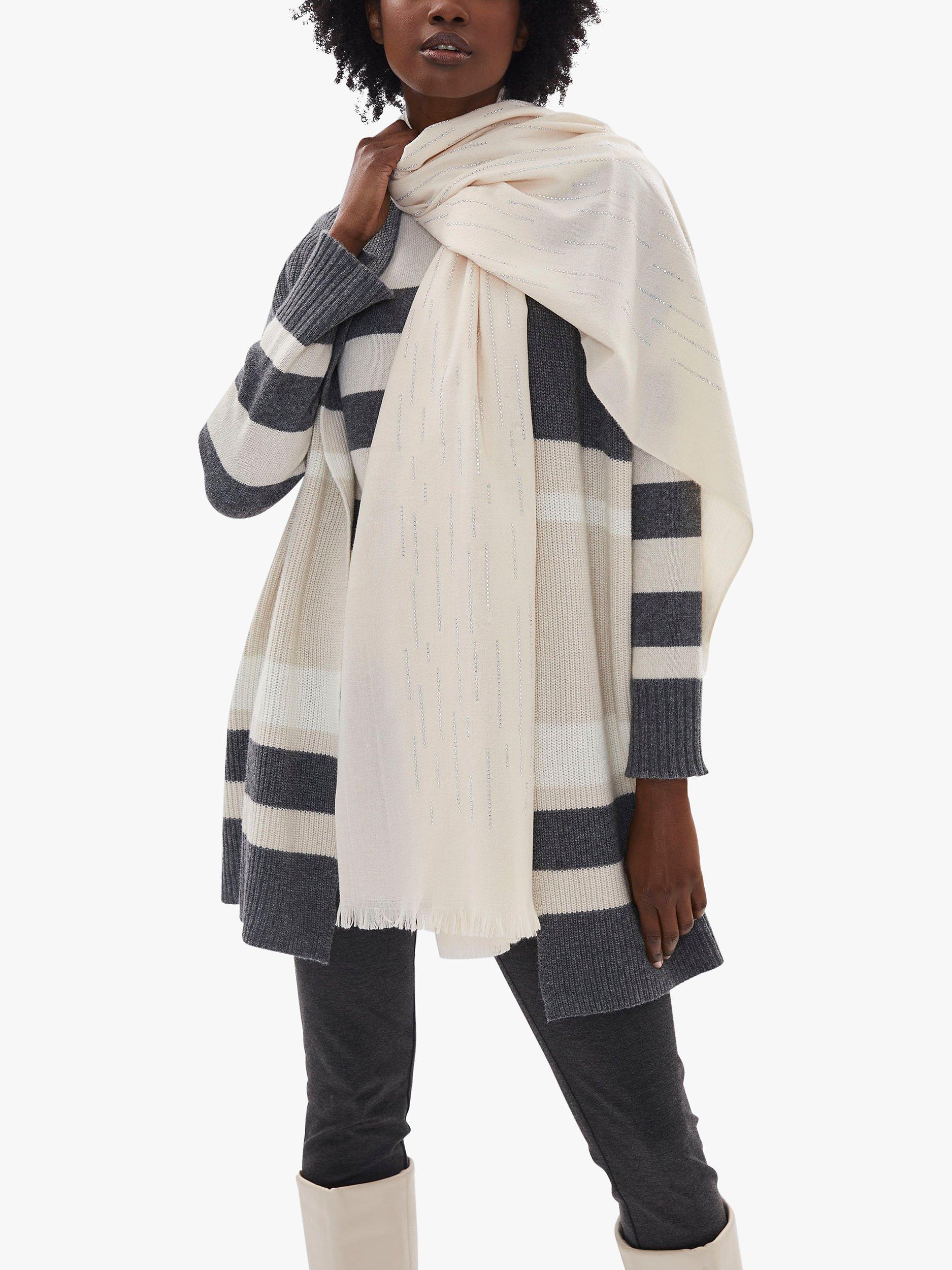 Product image 1 of 4, which shows James Lakeland All Over Crystal Scarf, Cream, One Size