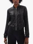 James Lakeland Paillet Sequin Bomber Jacket, Black, Black