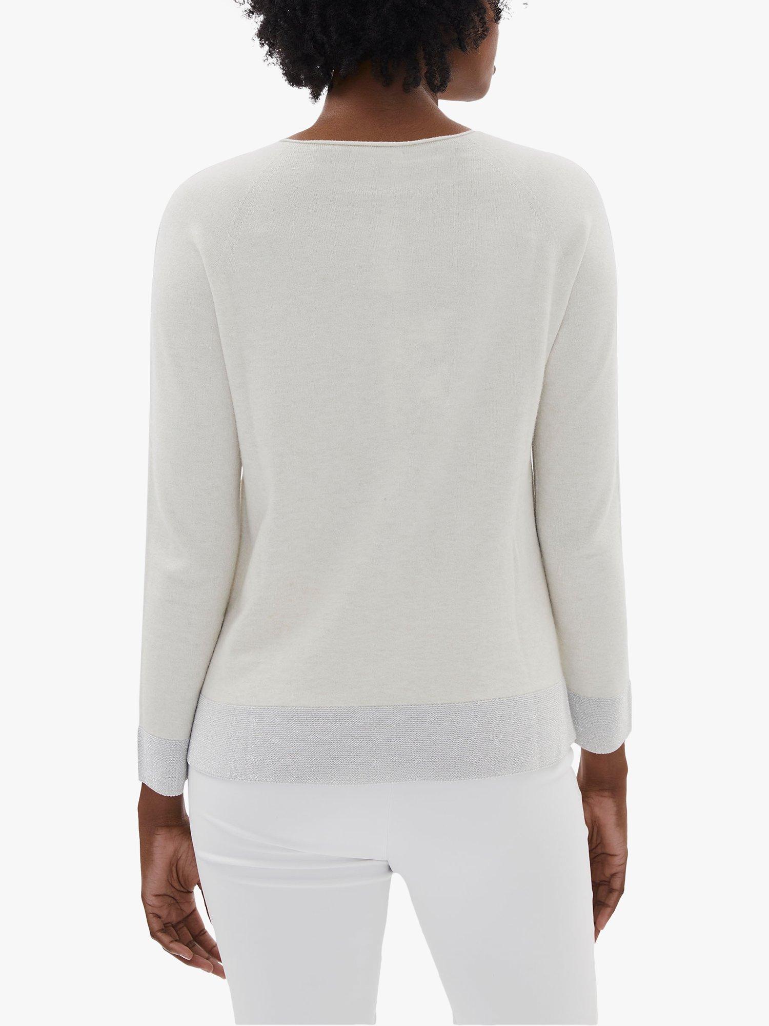 Product image 2 of 4, which shows James Lakeland Metallic Detail Wool Blend Jumper, White, 8