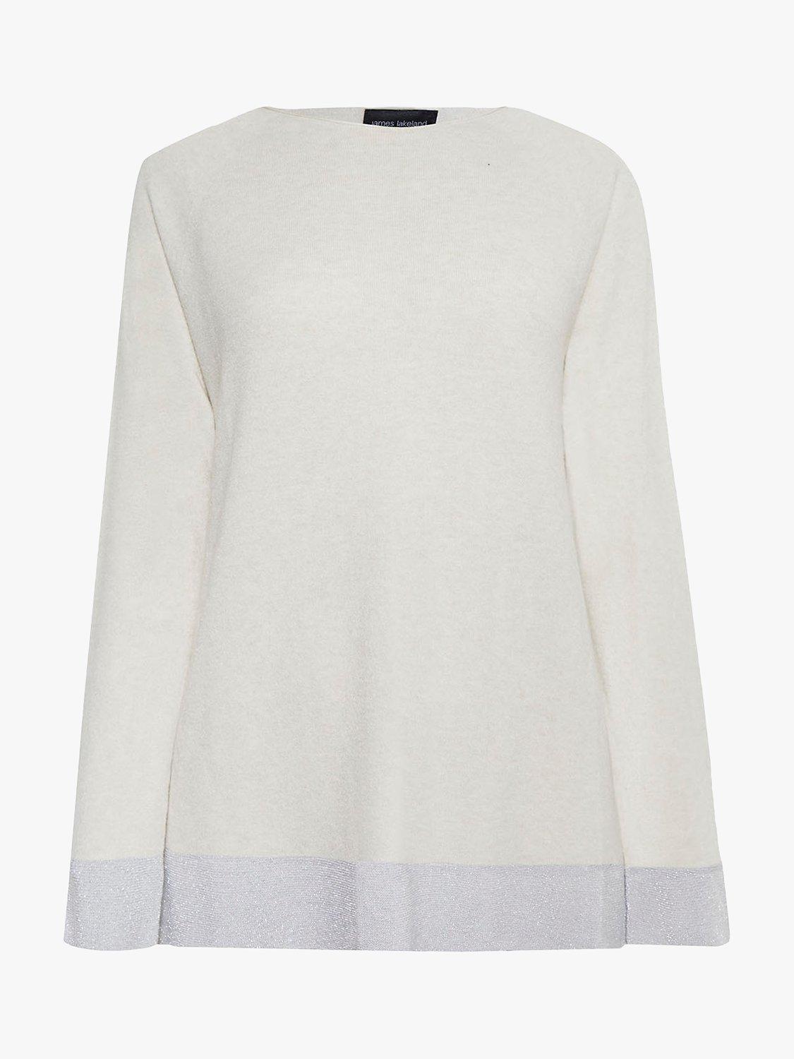 Product image 4 of 4, which shows James Lakeland Metallic Detail Wool Blend Jumper, White, 8
