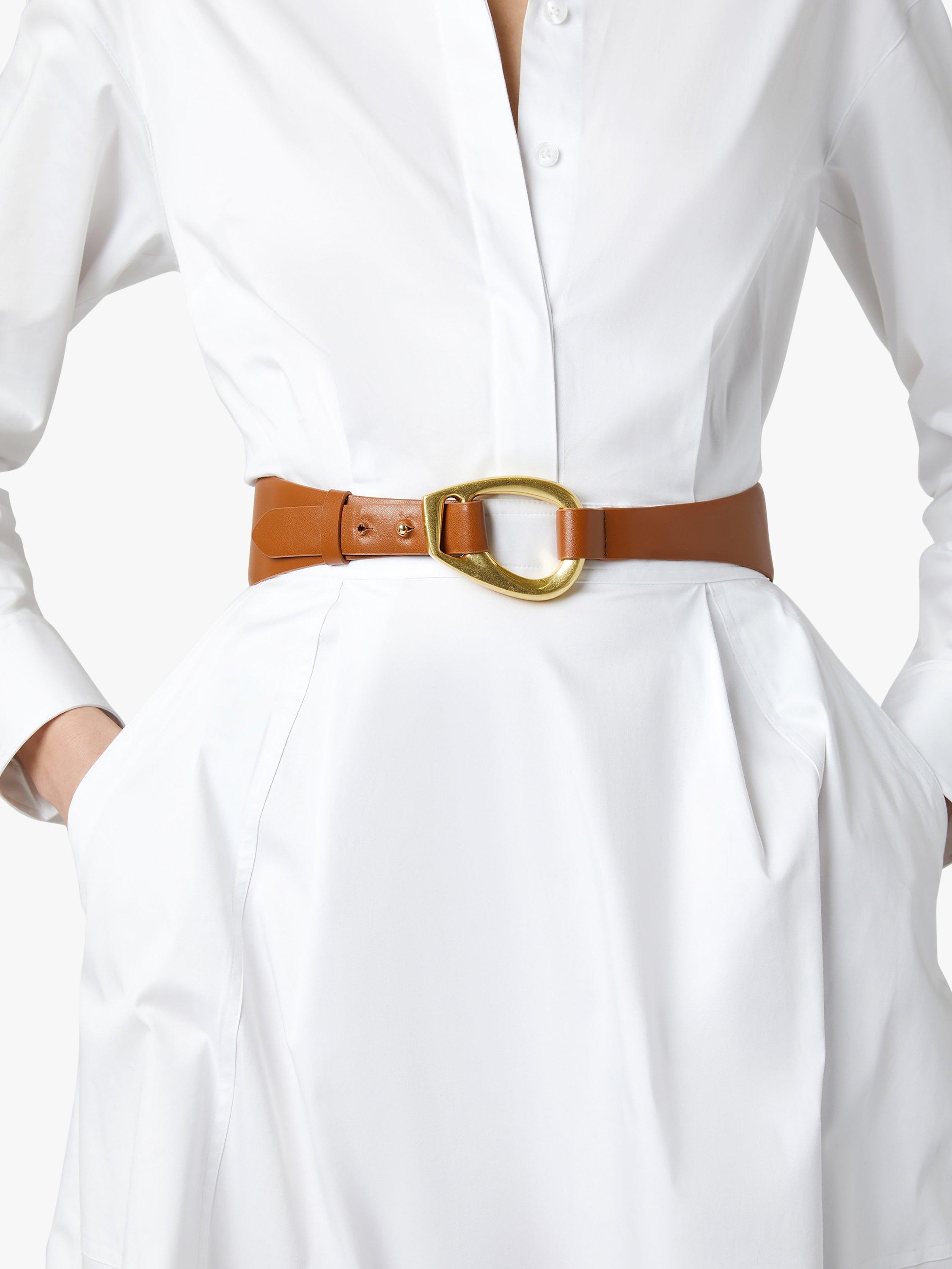 Jasper Conran London Bee Leather Belt, Tan, S