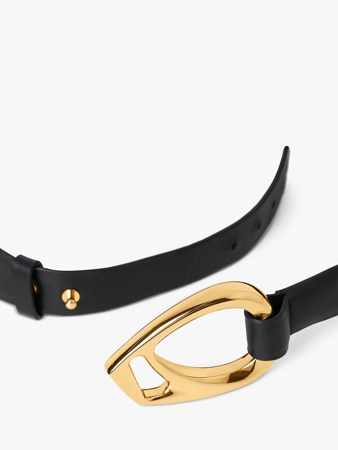 Product image 2 of 2, which shows Jasper Conran London Bee Skinny Leather Belt, Black/Gold, S