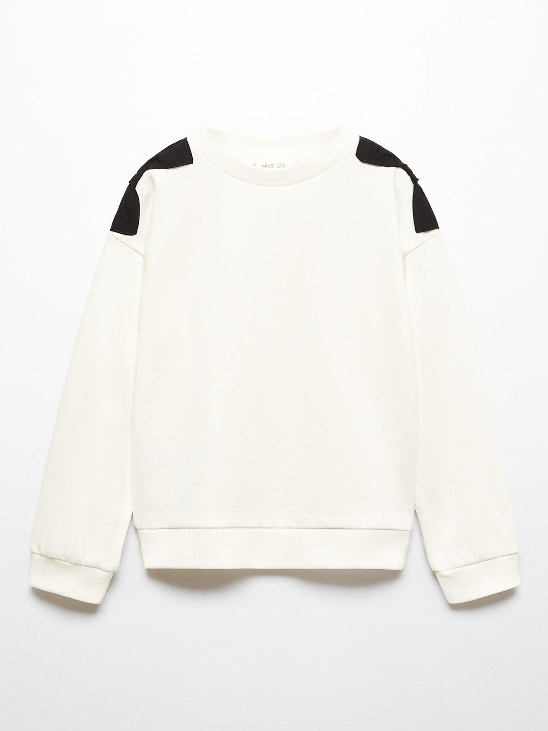 Mango Kids' Lazo Bow Sweatshirt, Natural White
