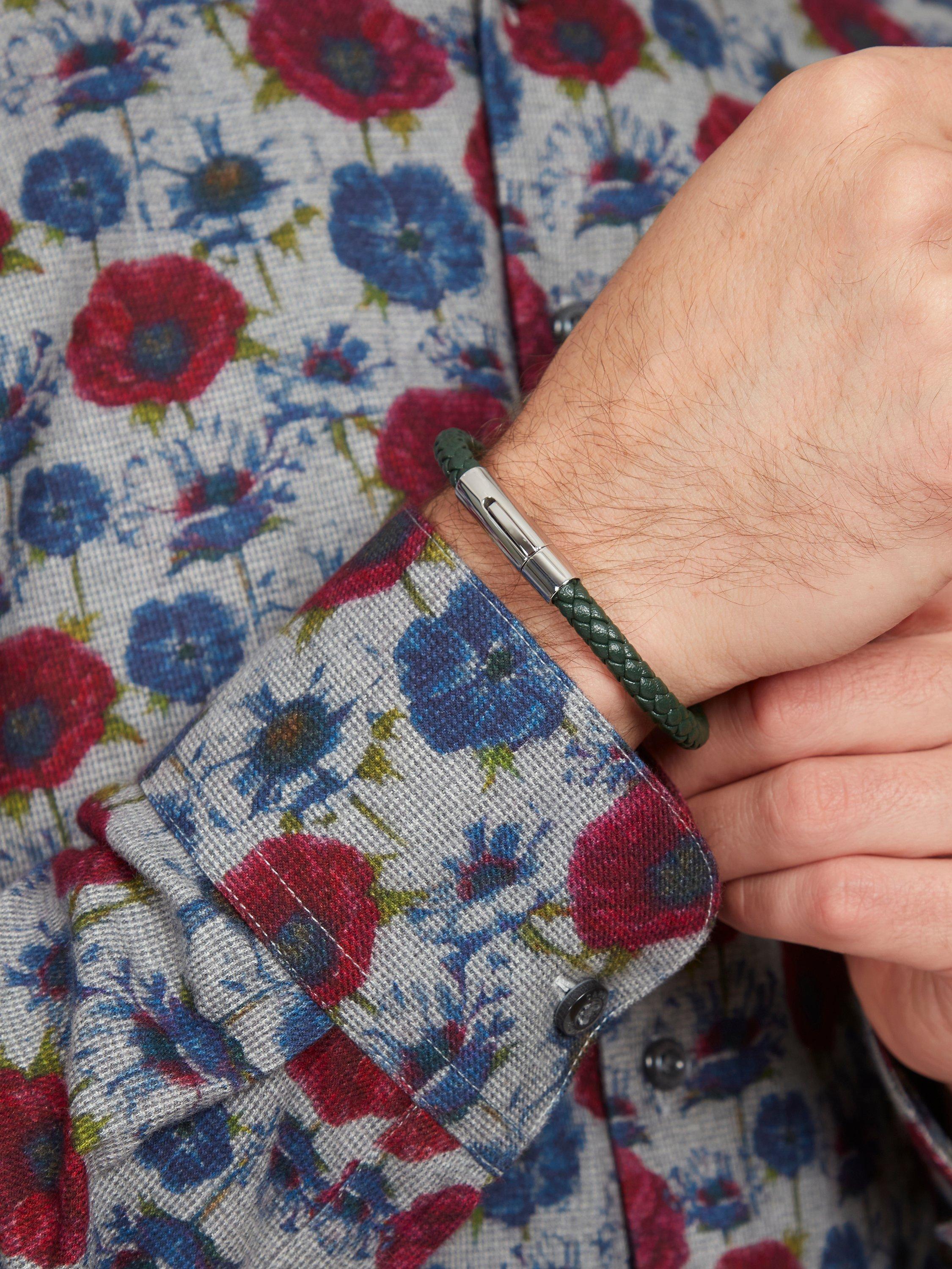 Product image 2 of 4, which shows Simon Carter Newquay Braided Leather Bracelet, Green