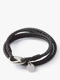 Simon Carter Padstow Leather Wrap Bracelet, Black