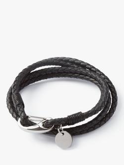 Simon Carter Padstow Leather Wrap Bracelet, Black, Black