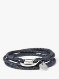 Simon Carter Men's Padstow Leather Wrap Bracelet, Navy