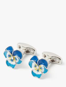 Simon Carter Enamel Pansy Cufflinks, Silver