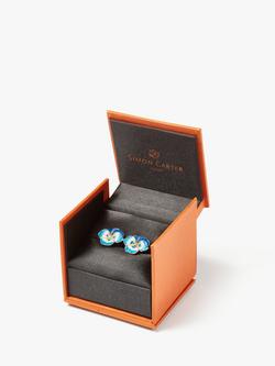 Simon Carter Enamel Pansy Cufflinks - view 2, Silver