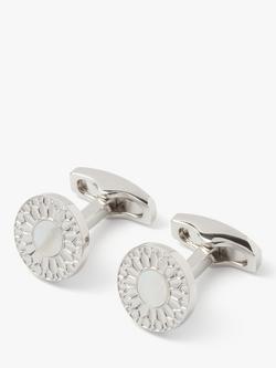 Simon Carter Petal Cufflinks, Silver/White