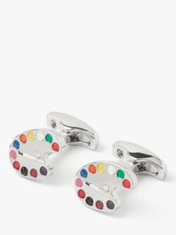 Simon Carter Enamel Artist's Palette Cufflinks, Silver