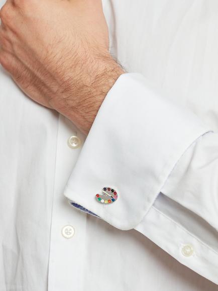 Simon Carter Enamel Artist's Palette Cufflinks - view 2, Silver