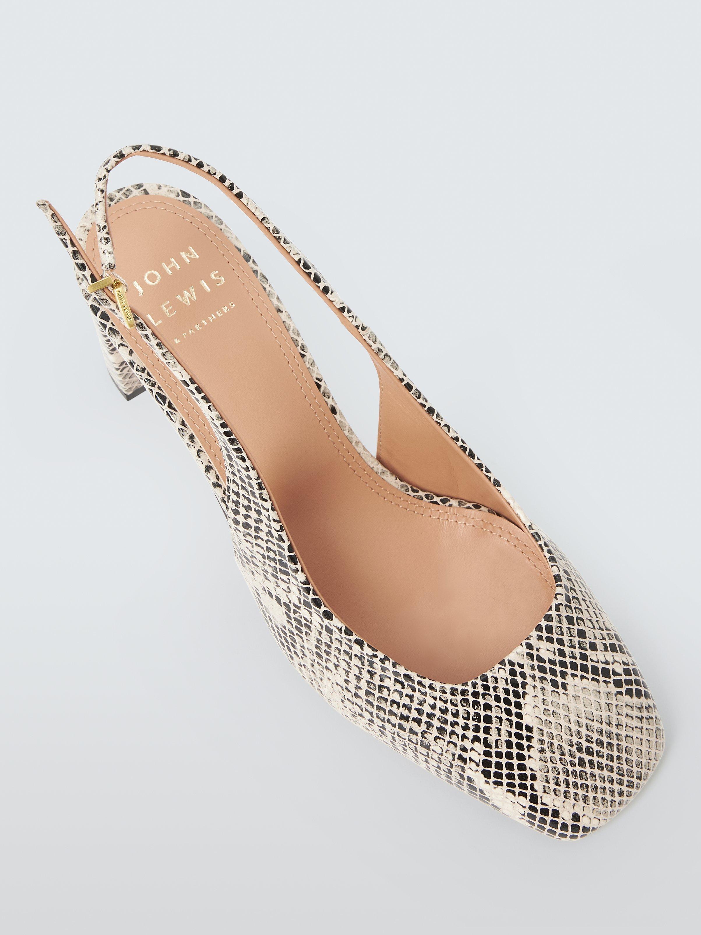 John Lewis Cilla Snake Print Leather Court Shoes Neutral Beige