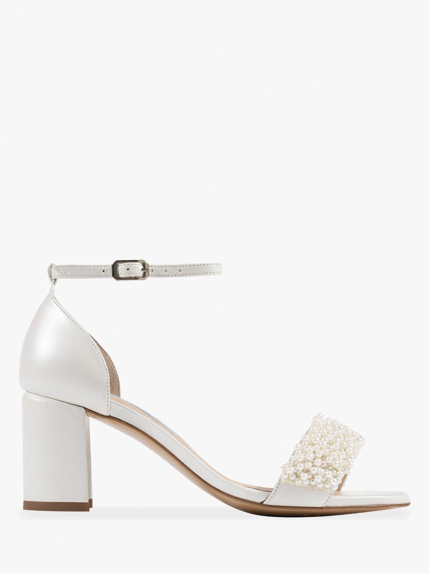 Charlotte Mills Katie Pearl Embellished Block Heel Wedding Shoes, Ivory Pearl