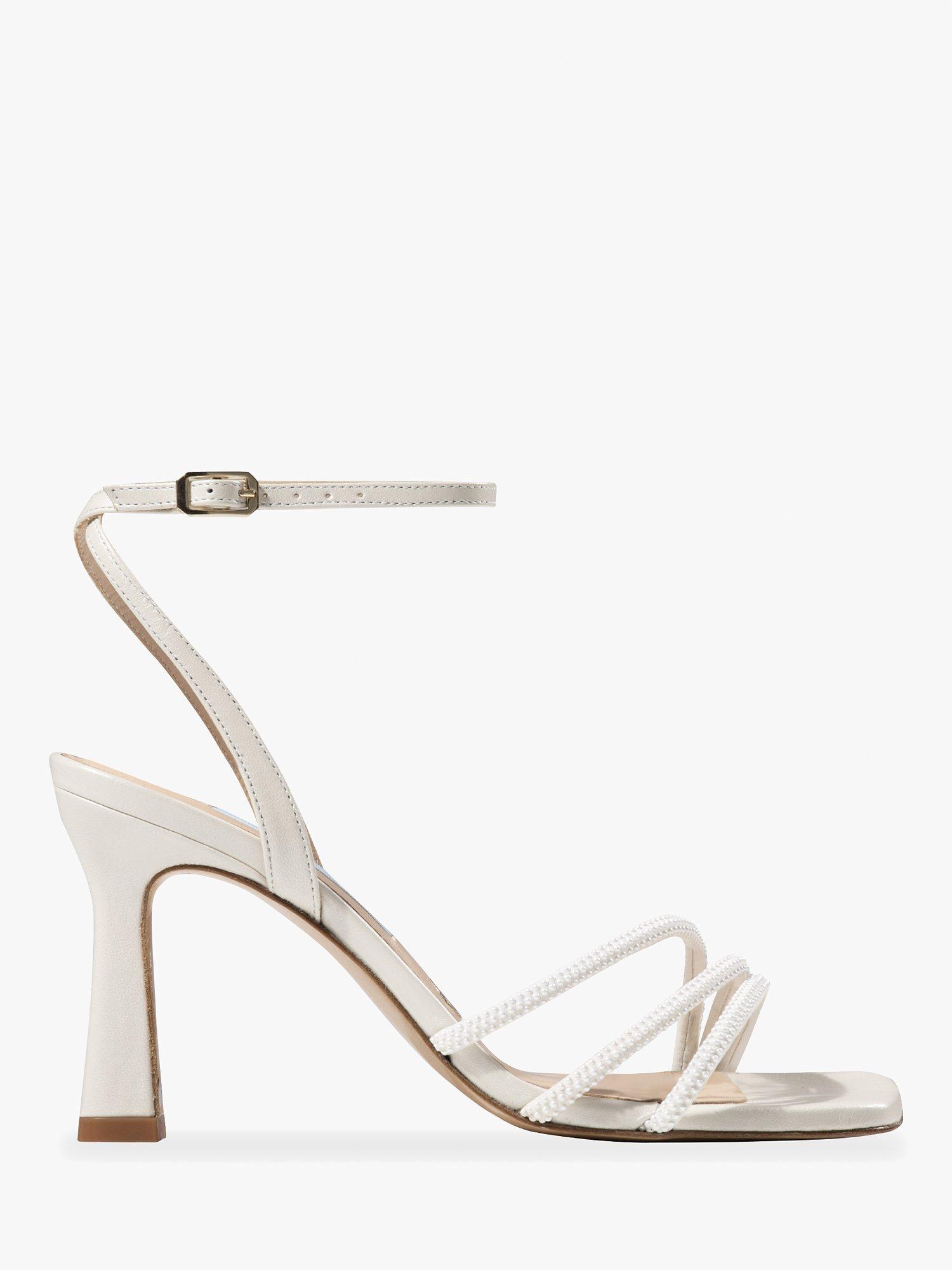 Charlotte Mills Nina Pearl Detail Leather Bridal Shoes, Ivory Pearl