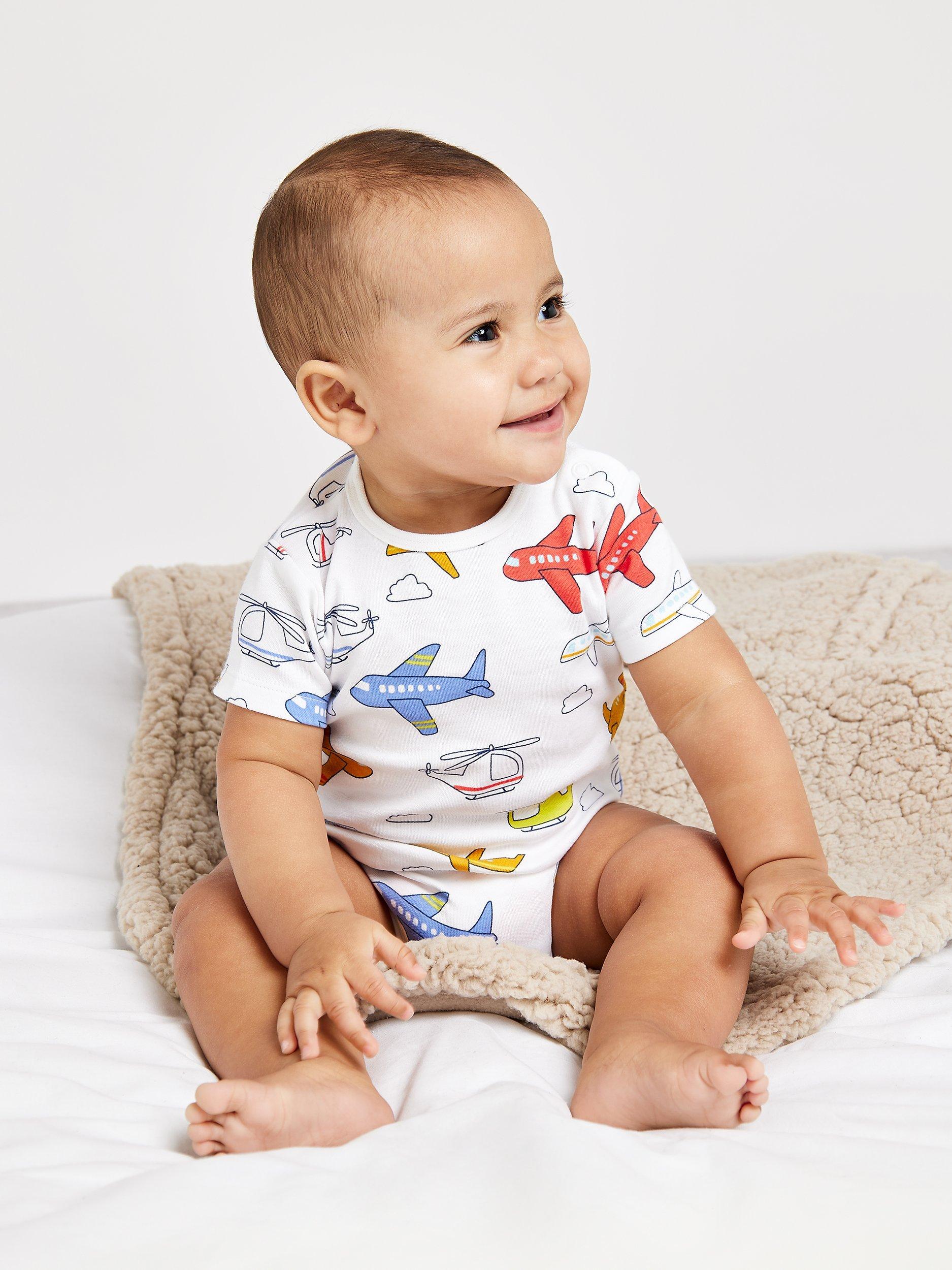 Mini Cuddles Baby Planes, Trains & Automobile Graphic Bodysuits, Pack of 3, Multi