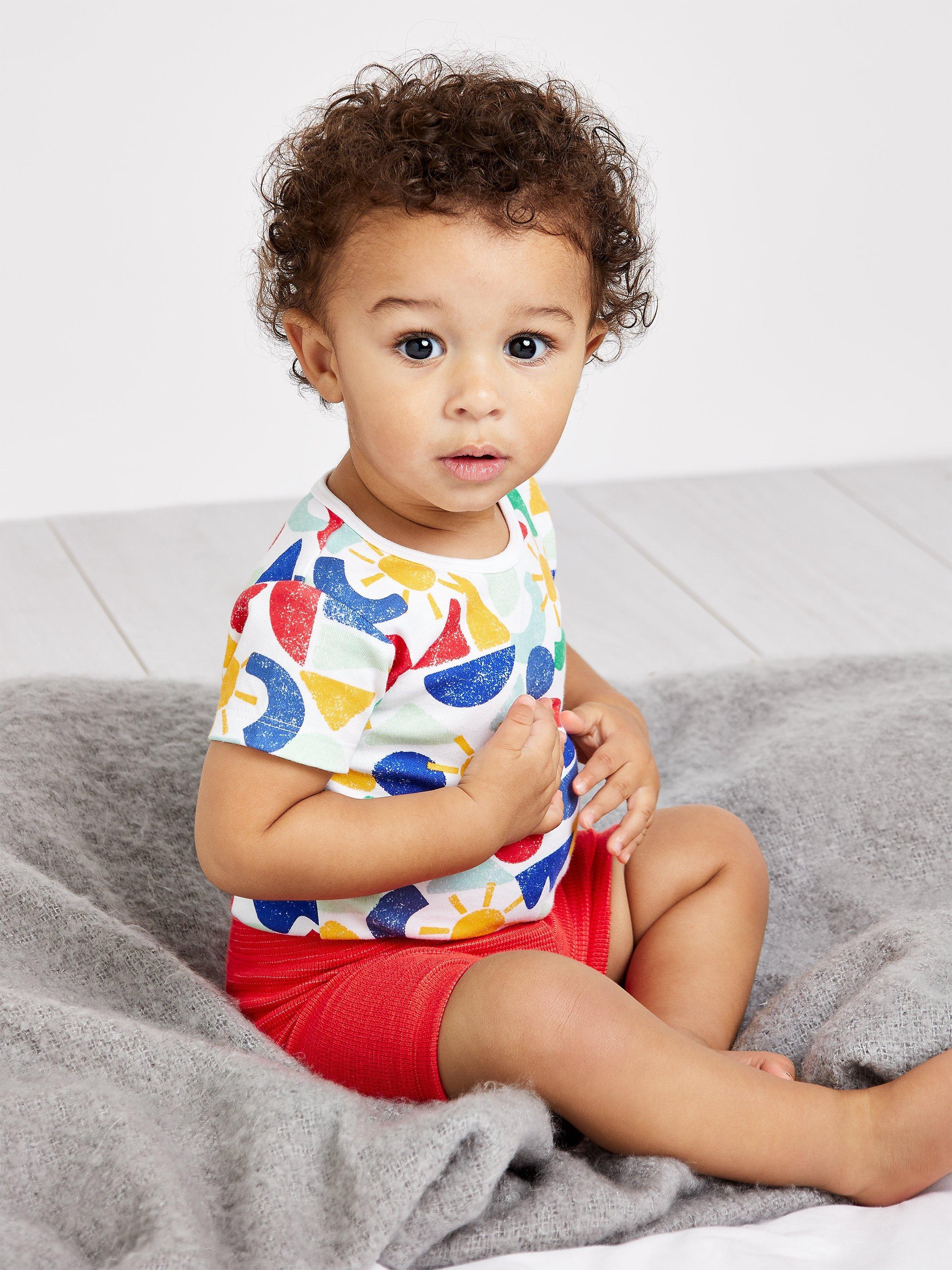 Product image 1 of 11, which shows Mini Cuddles Baby Bear, Coastal Graphic & Nautical Stripe Bodysuits, Pack Of 3, White/Multi, 0-3 months