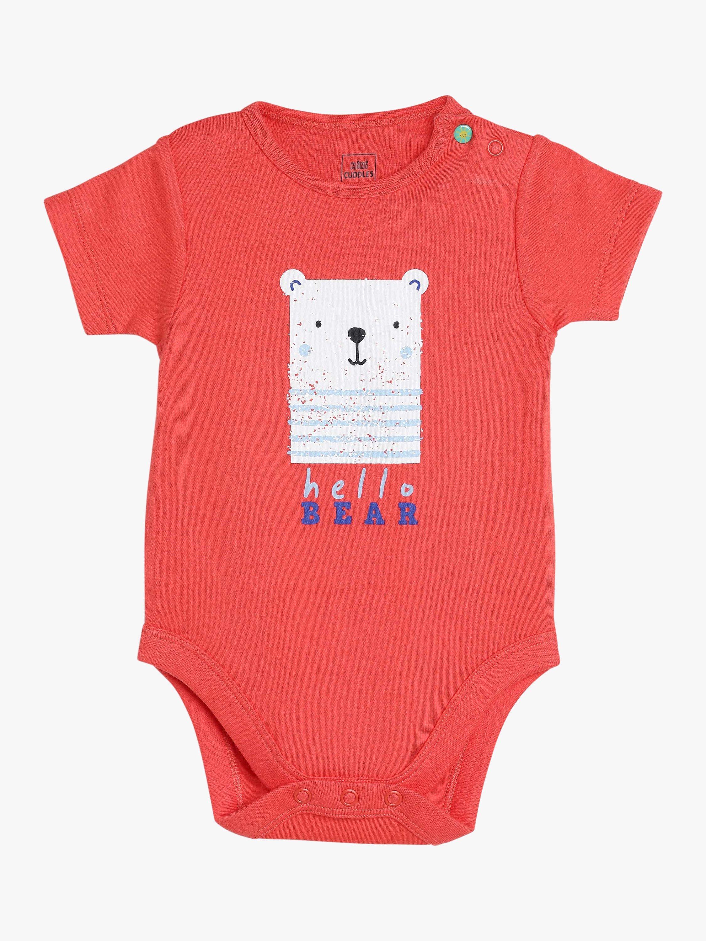 Product image 3 of 11, which shows Mini Cuddles Baby Bear, Coastal Graphic & Nautical Stripe Bodysuits, Pack Of 3, White/Multi, 0-3 months