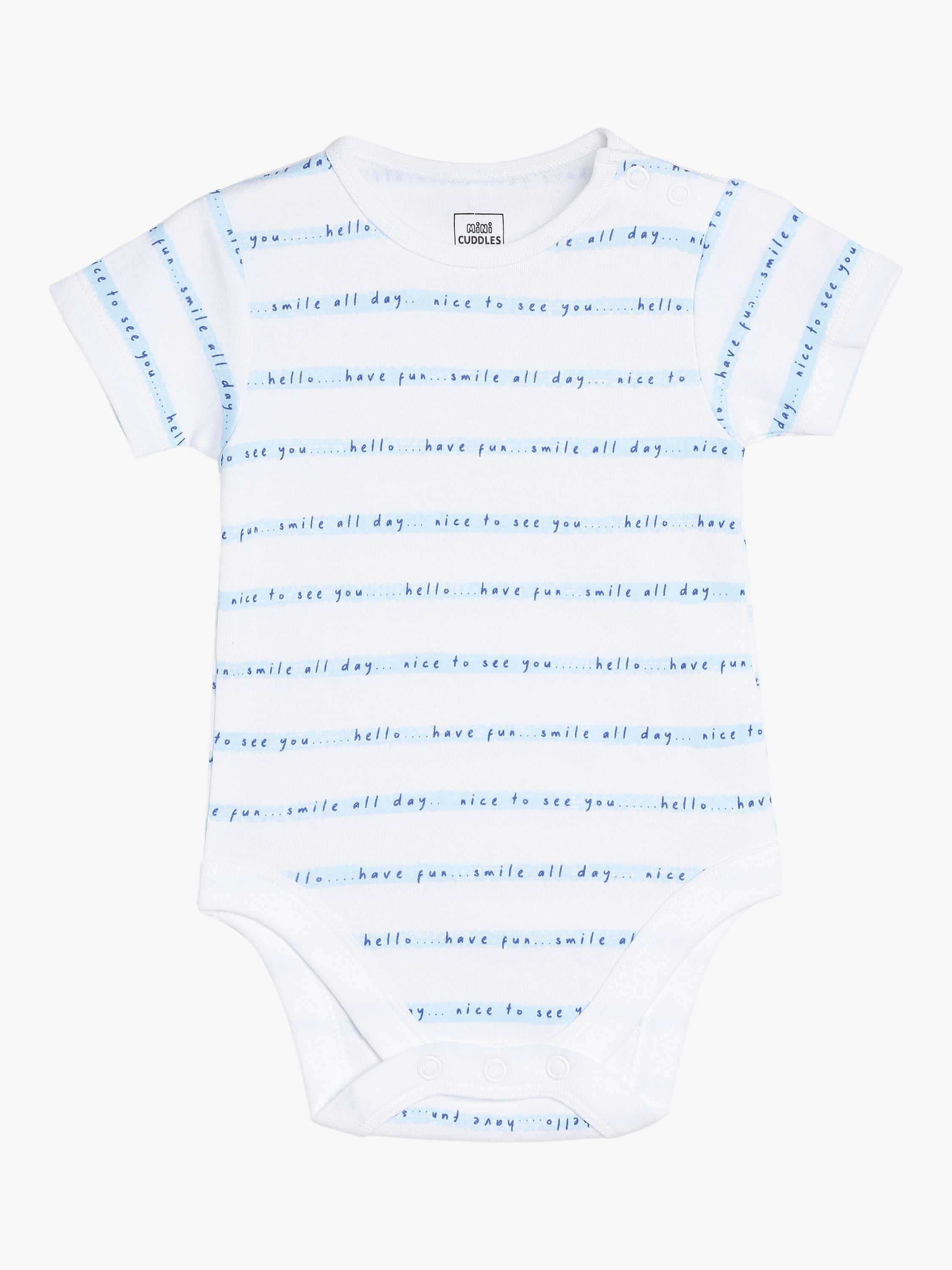 Product image 5 of 11, which shows Mini Cuddles Baby Bear, Coastal Graphic & Nautical Stripe Bodysuits, Pack Of 3, White/Multi, 0-3 months