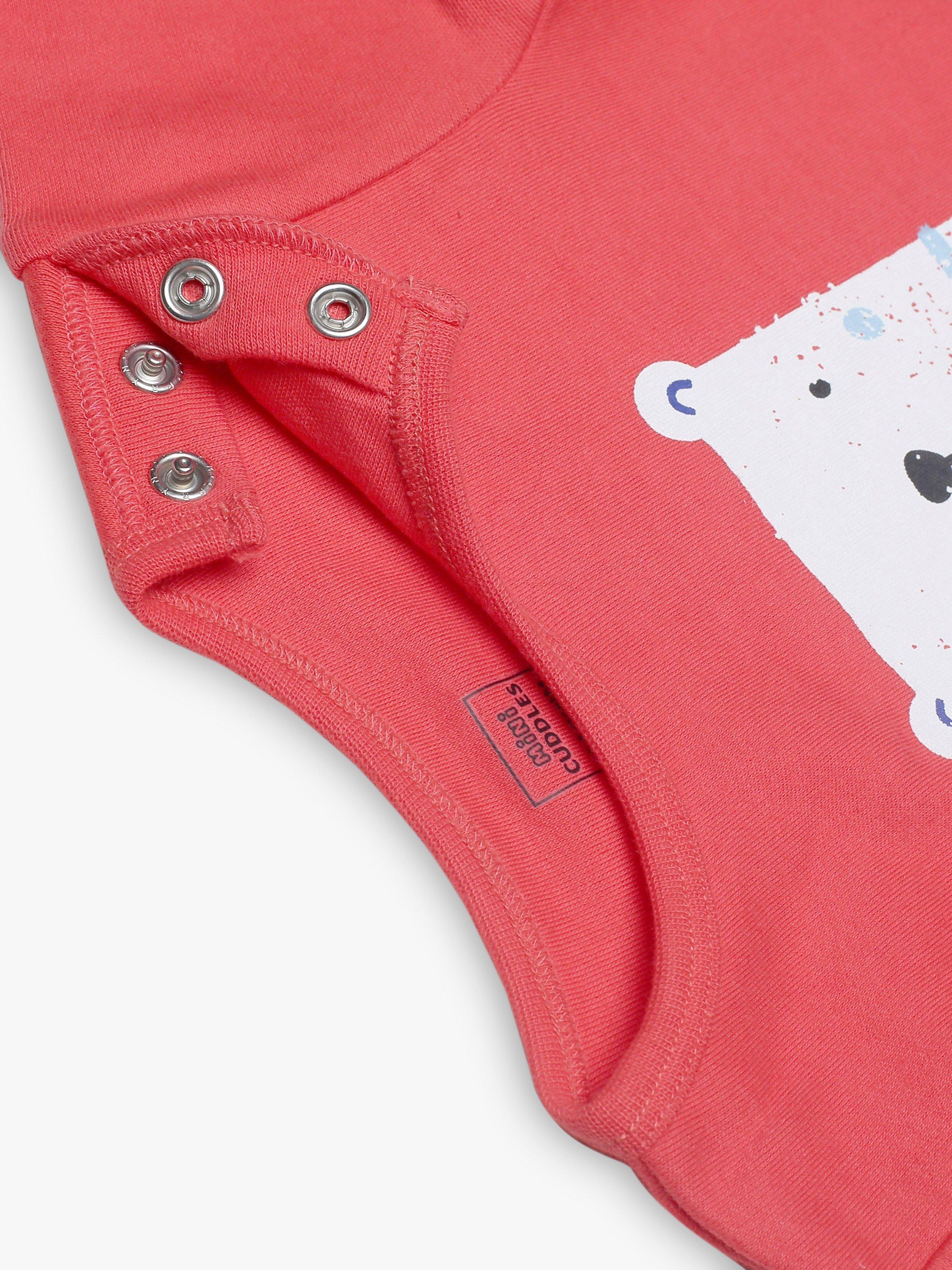 Product image 7 of 11, which shows Mini Cuddles Baby Bear, Coastal Graphic & Nautical Stripe Bodysuits, Pack Of 3, White/Multi, 0-3 months