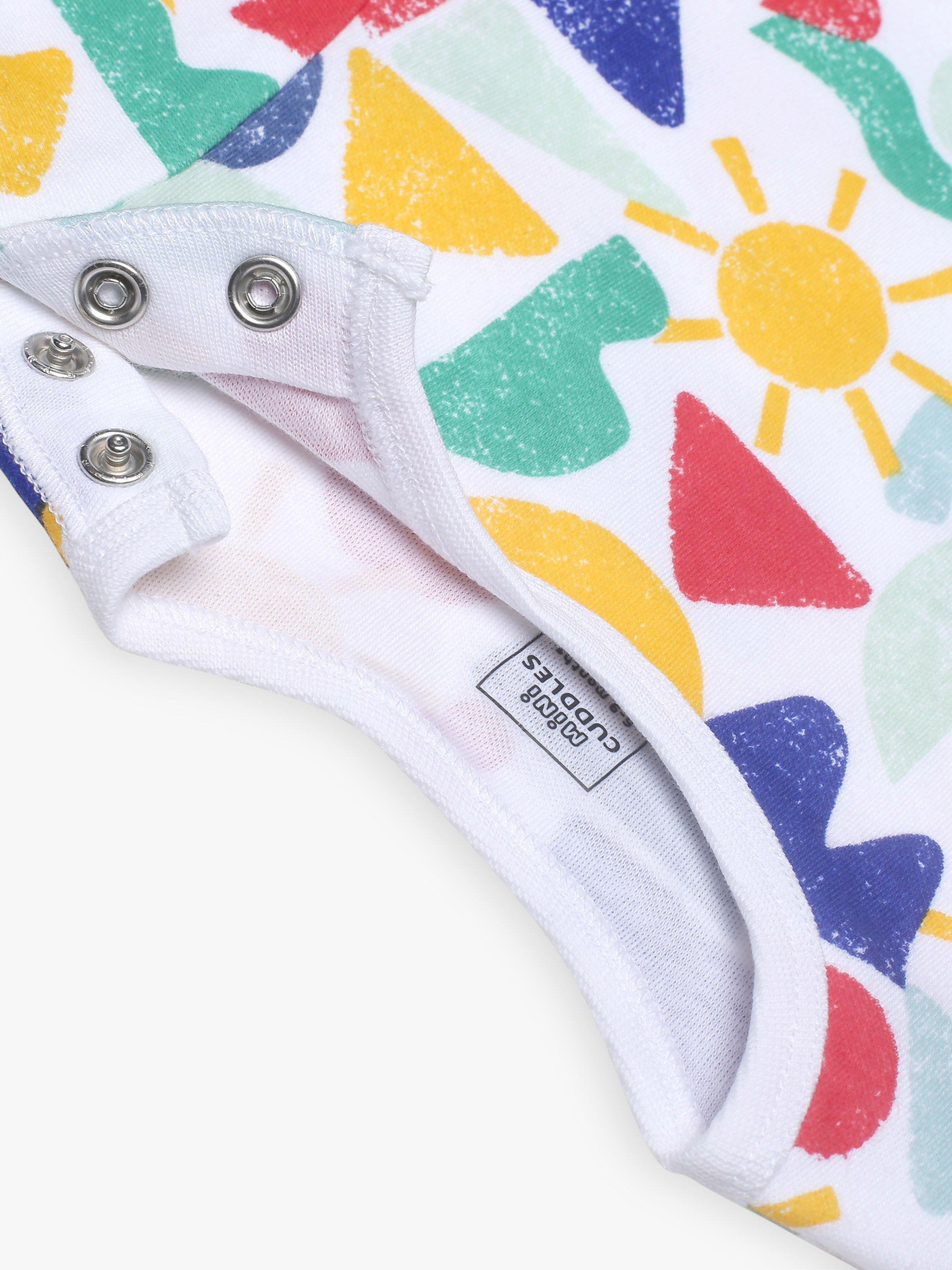 Product image 10 of 11, which shows Mini Cuddles Baby Bear, Coastal Graphic & Nautical Stripe Bodysuits, Pack Of 3, White/Multi, 0-3 months
