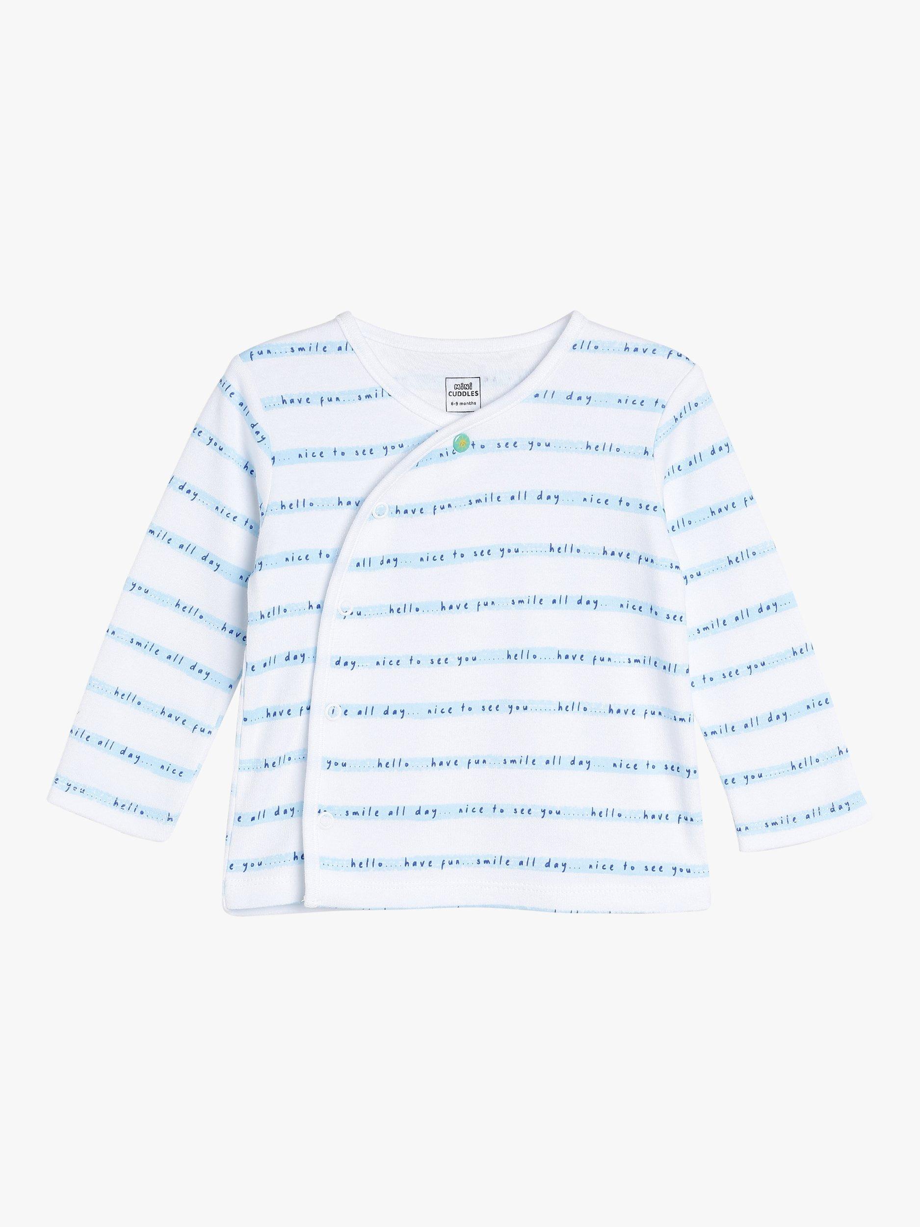 Product image 3 of 10, which shows Mini Cuddles Baby Nautical Stripe & Coastal Graphic Top, Bodysuit & Leggings Set, Pack of 4, White/Multi, 0-3 months