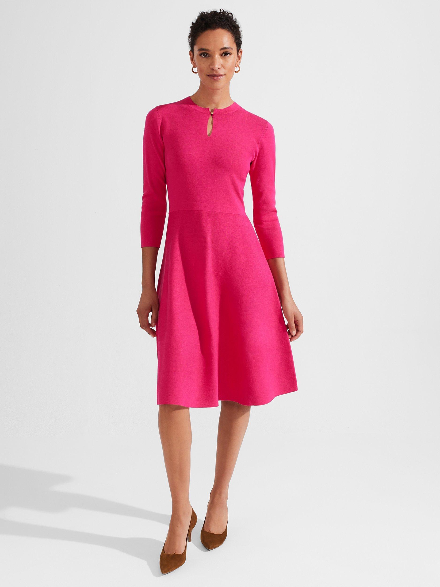 Hobbs Hailey Knitted Dress, Sapphire Pink, 16