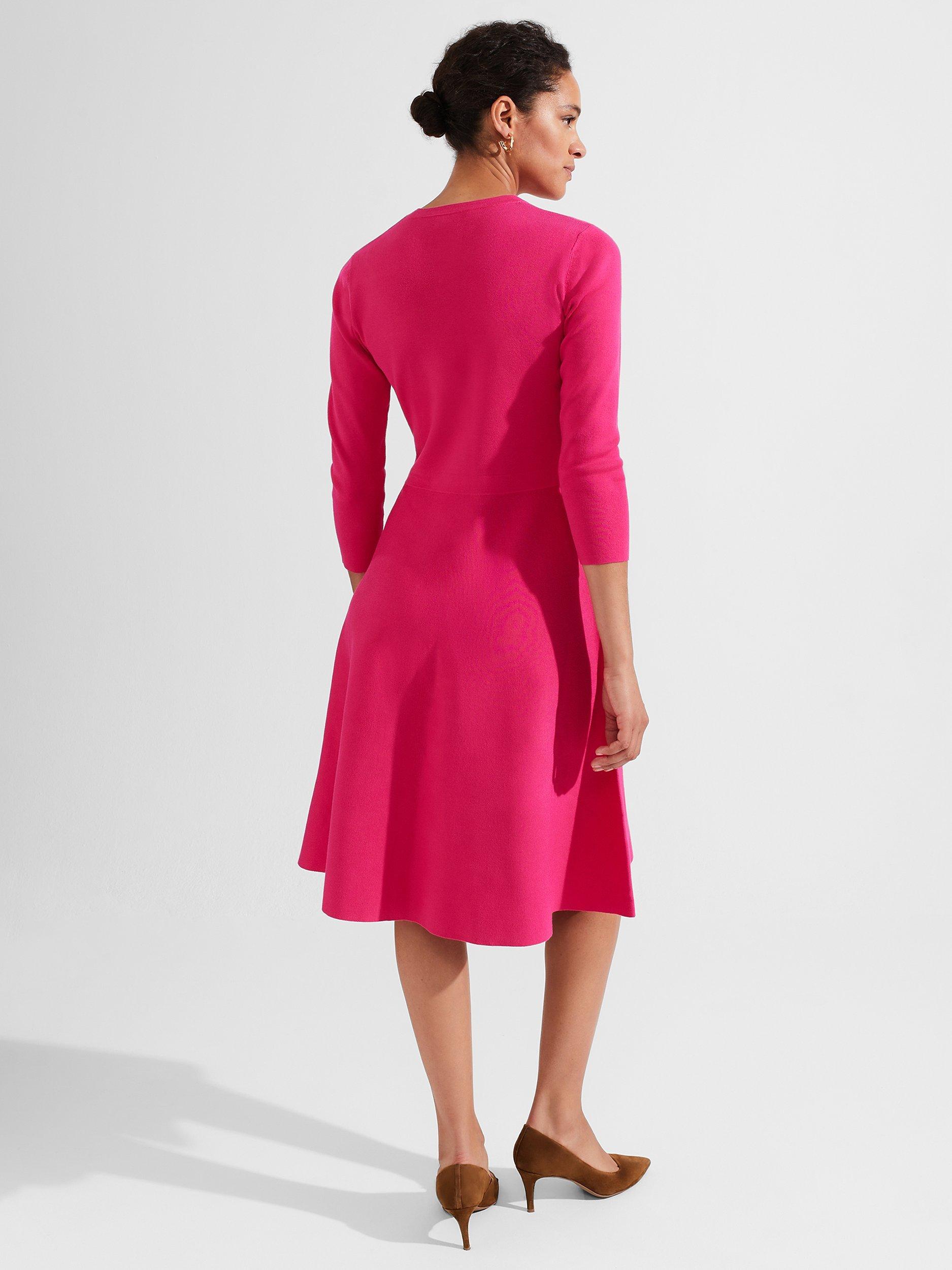 Hobbs Hailey Knitted Dress, Sapphire Pink, 16